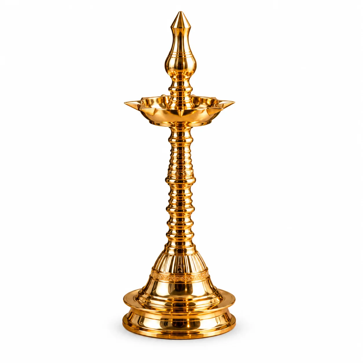 Classic Spire Brass Stand Diya (Kutthu Vilakku)
